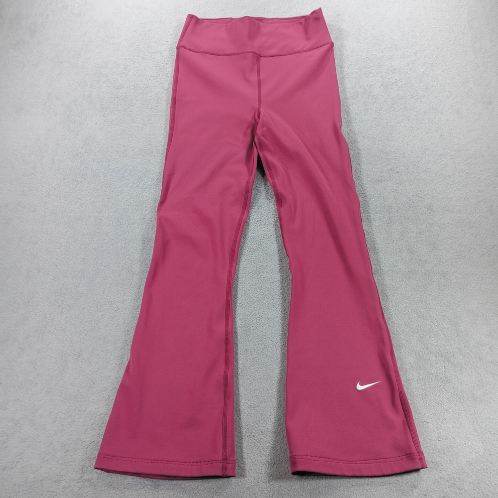 Nike Girls One Dri-FIT Flared Leggings Pink Large FZ5609-634 Moisture Wicking
